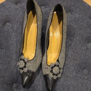 Colin Stuart Black and Gray Herringbone Heels